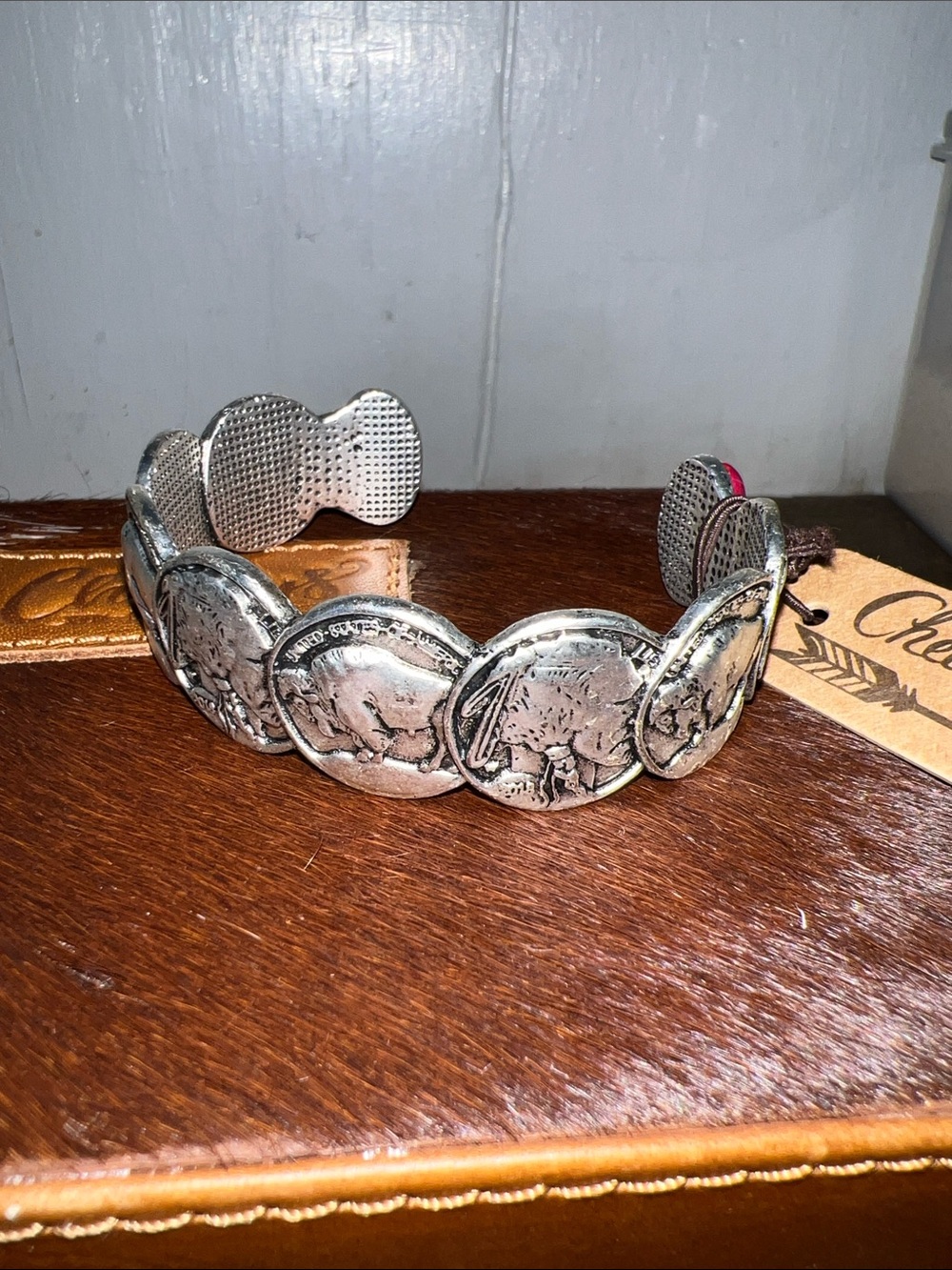 Silver Buffalo Coin Stretch Bracelet - Women's Western Bracelet